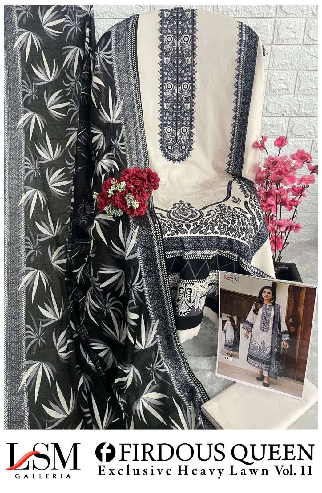 Lsm Galleria Firdous Queen Lawn Vol 11 Lawn Cotton Wholesale Pakistani Salwar Suit Catalog — Wholesale Salwar Suits, Lsm wholesale from Surat - Gallery Image 4